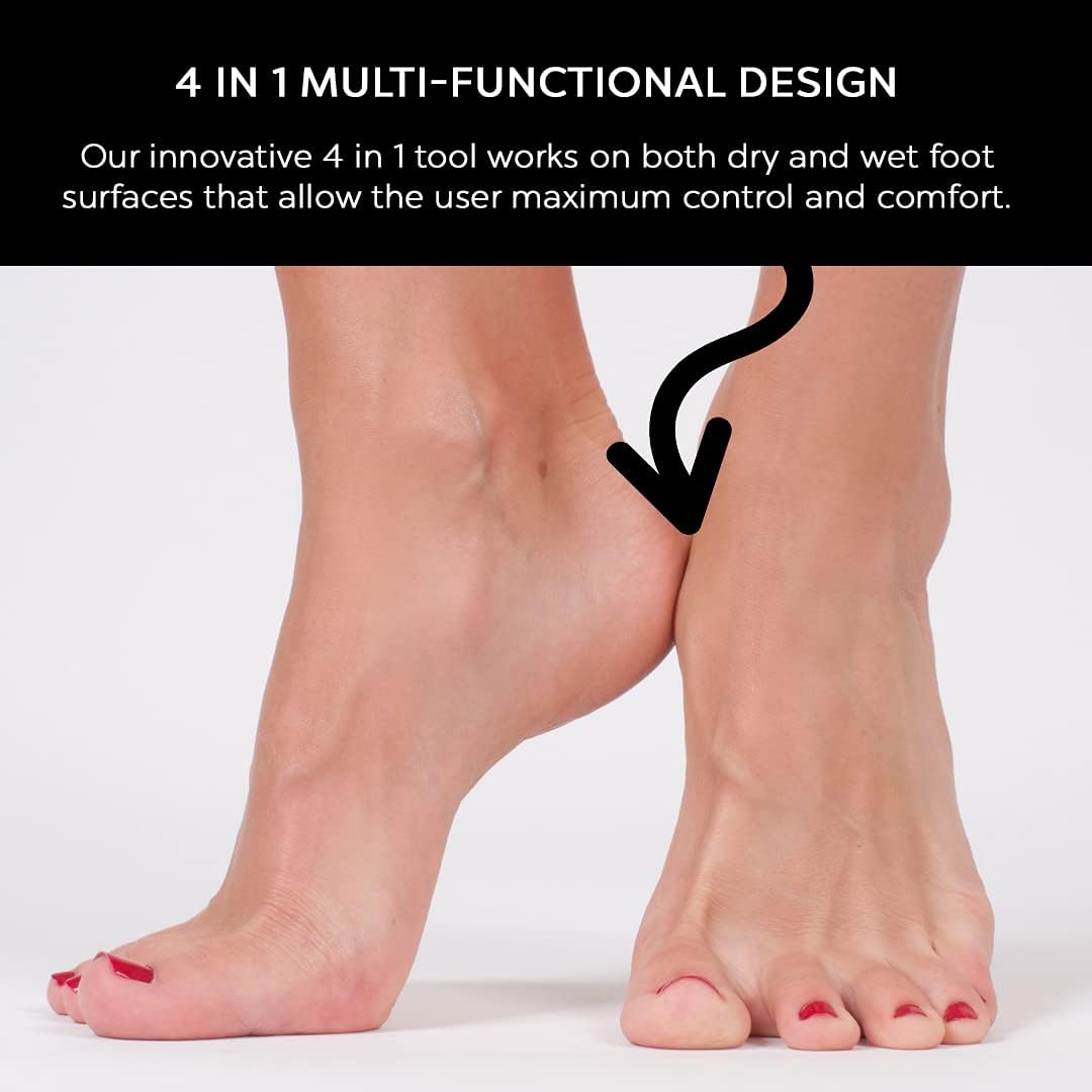 4 in 1 The Pedi Care Stick 4 Sided Pedicure Paddle Metal File and Emery Board Tool with Pumice Stone for Feet