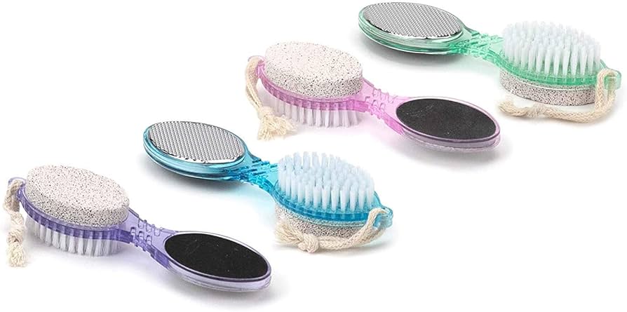 4 in 1 The Pedi Care Stick 4 Sided Pedicure Paddle Metal File and Emery Board Tool with Pumice Stone for Feet