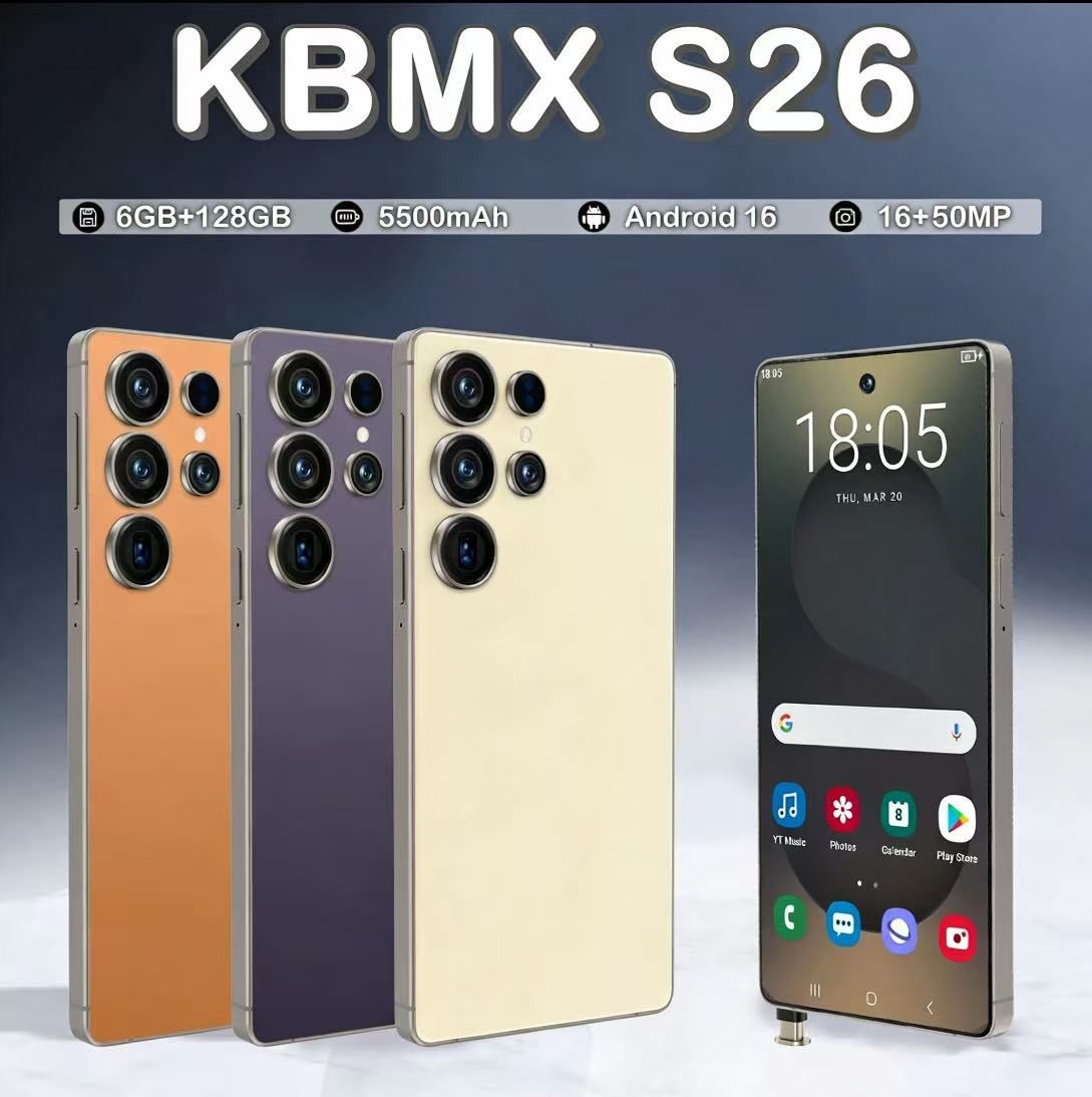 KBMX S26 Ultra,6.9", 128GB+6GB RAM(+256GB Extended)(Dual Sim),5200mAh-Titanium Gold