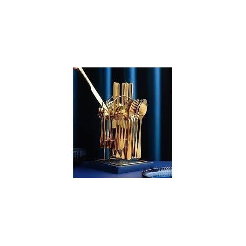 24 Pcs Plain Stainless Steel Cutlery Set With Free Holder