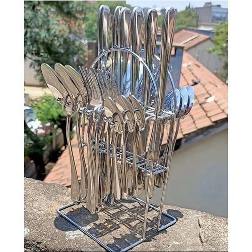24 Pcs Plain Stainless Steel Cutlery Set With Free Holder