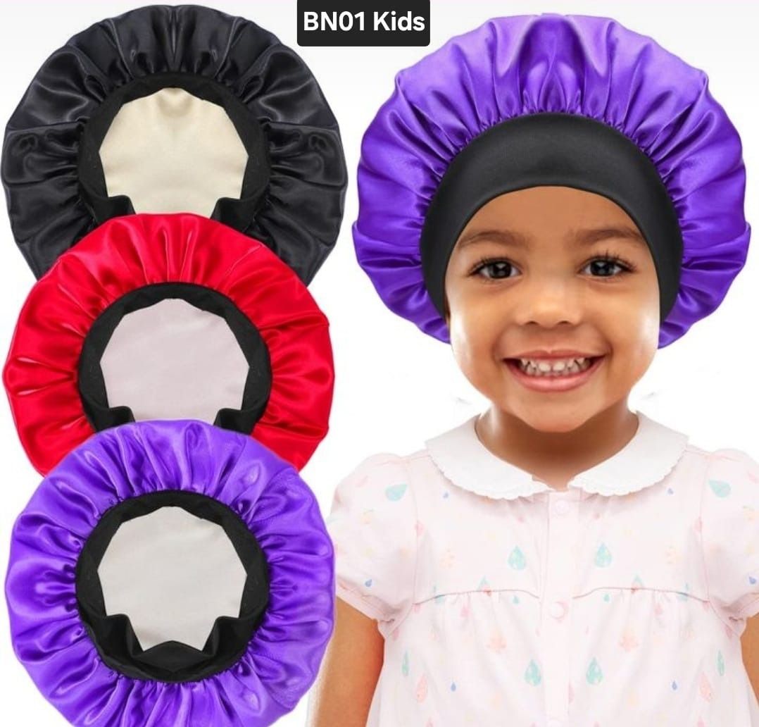 Kids fitting Satin Bonnet Silk Night Sleeping Cap Long Satin Bonnet wear sleeping night