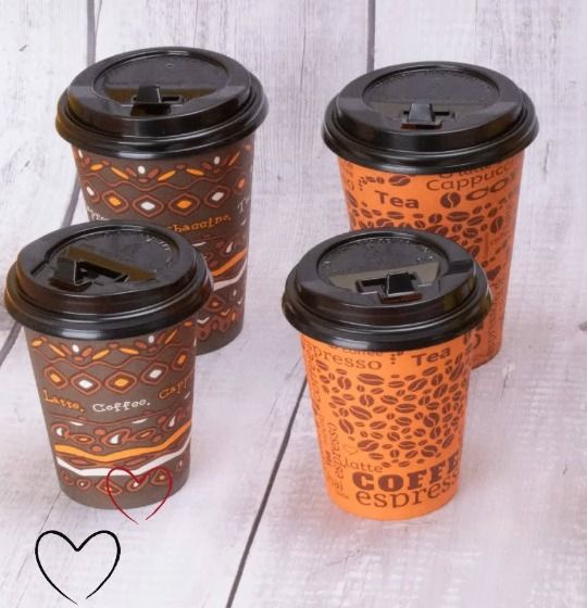 Disposable Take-Away Coffee & Tea Paper Cups with Leak-Proof Lids - 8oz or 12oz Hot/Cold Beverage Cups for Office, Cafés & Events