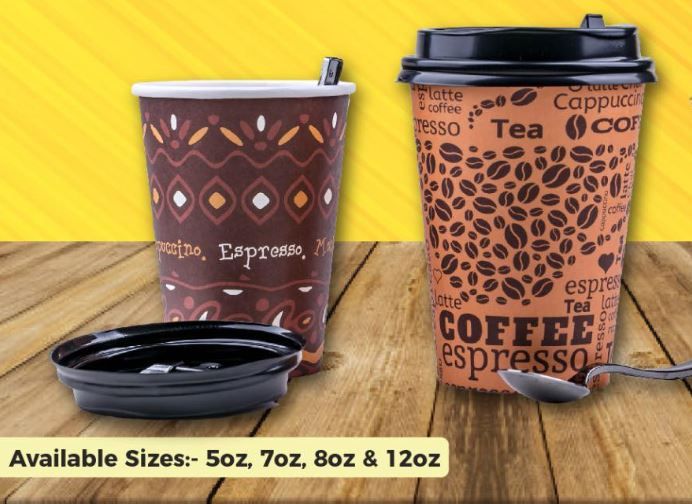 Disposable Take-Away Coffee & Tea Paper Cups with Leak-Proof Lids - 8oz or 12oz Hot/Cold Beverage Cups for Office, Cafés & Events