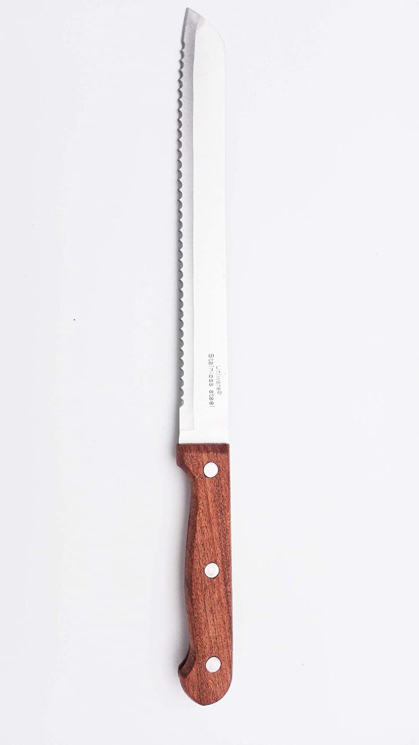 Stainless Steel Serrated Bread Knife with Wooden Handle | Professional Bread, Cake & Toast Slicing Knife