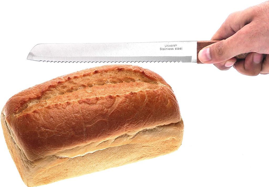 Stainless Steel Serrated Bread Knife with Wooden Handle | Professional Bread, Cake & Toast Slicing Knife