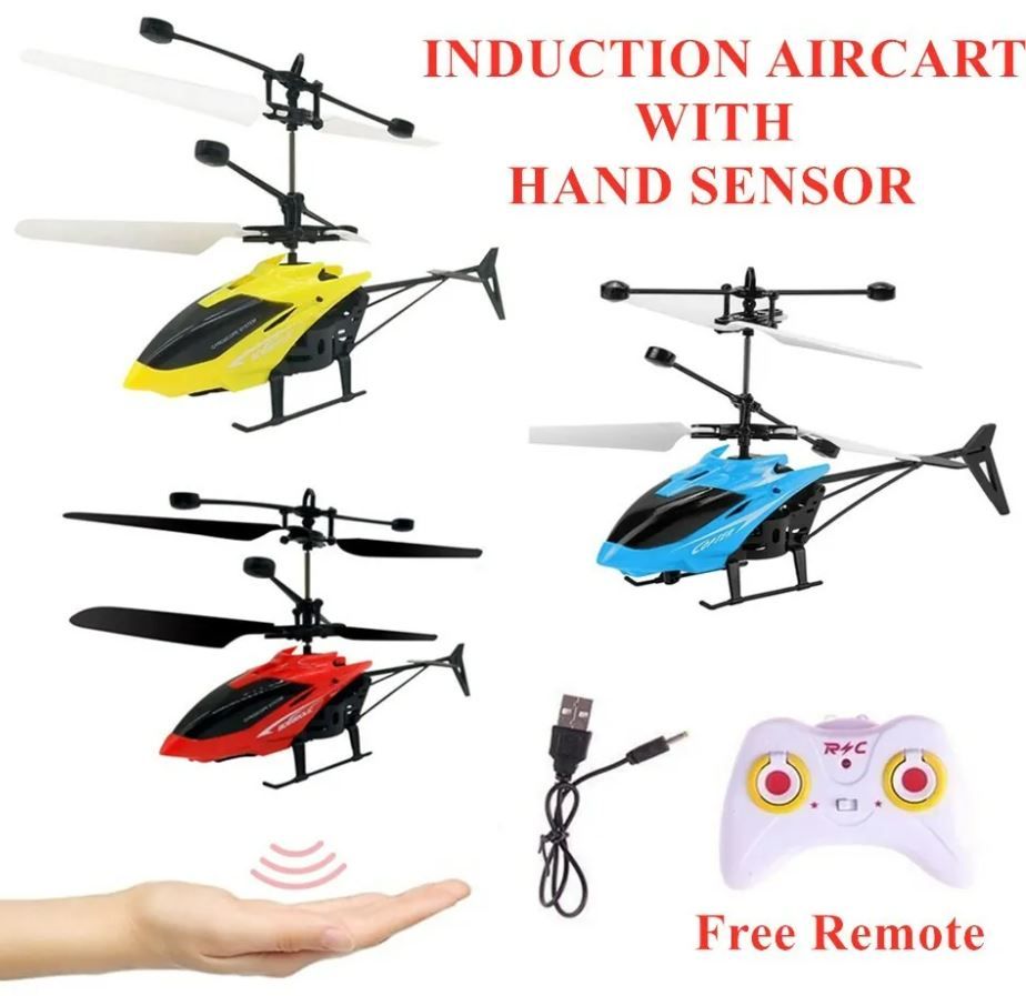 Rechargeable Infrared Induction Mini Helicopter Toy with Remote Control | Hand-Sensor Indoor Flying Drone for Kids & Beginners.
