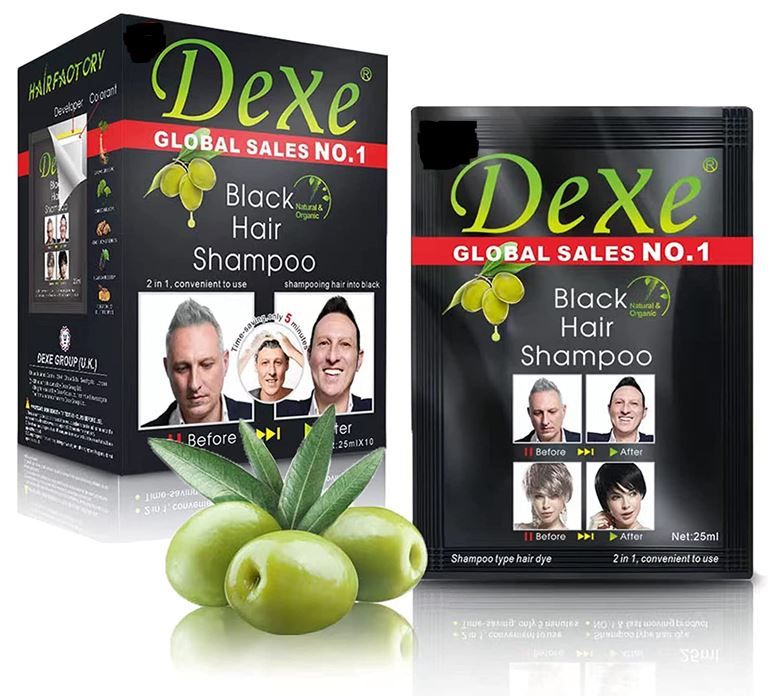 Black Hair Shampoo Instant Hair Dye – 10 Sachets | Permanent Black Hair Color for Men & Women