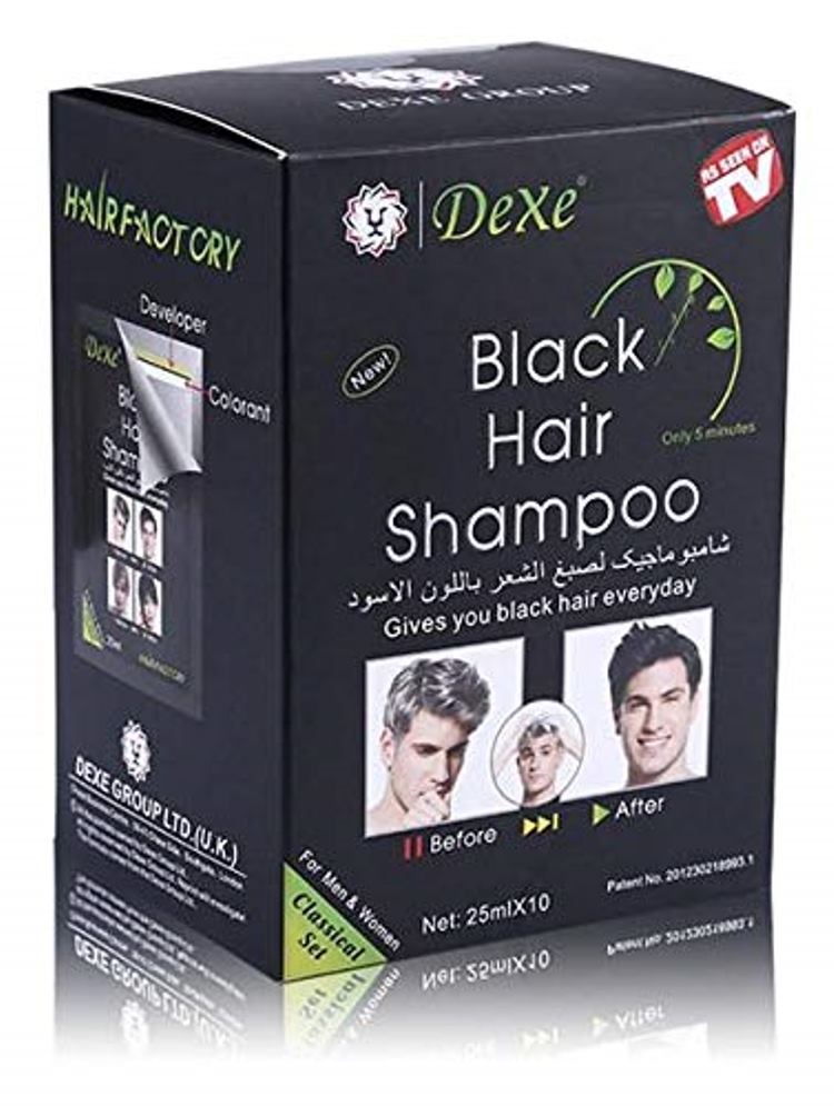 Black Hair Shampoo Instant Hair Dye – 10 Sachets | Permanent Black Hair Color for Men & Women