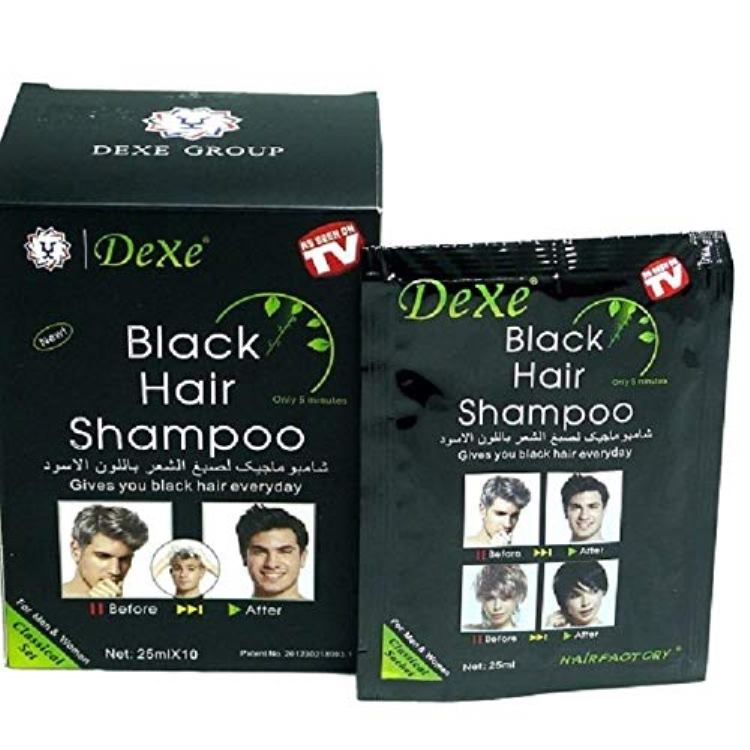 Black Hair Shampoo Instant Hair Dye – 10 Sachets | Permanent Black Hair Color for Men & Women