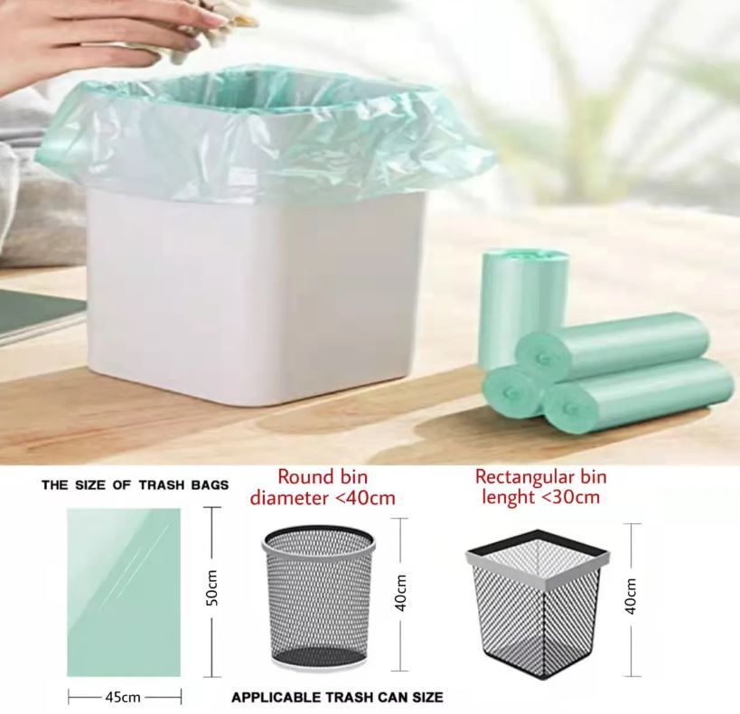 Disposable Trash Bags – PE Garbage Bags with Handles for Kitchen, Office, Bathroom & Home Use - 100 PCS - 40 x 50cm