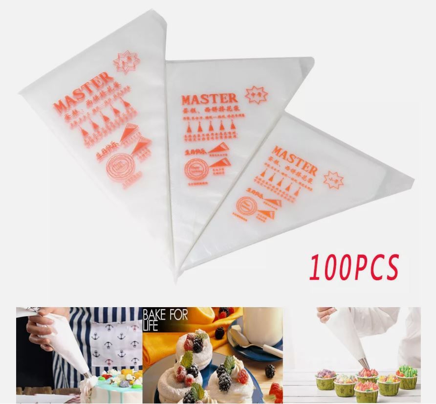 100PCS Disposable Icing Piping Bags – Heavy Duty Food Grade Pastry Bags for Cake, Cupcake & Cookie Decorating (Small/Medium/Large)