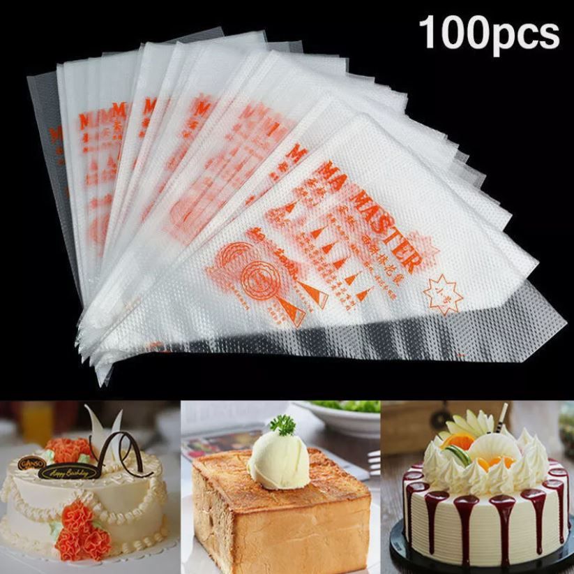100PCS Disposable Icing Piping Bags – Heavy Duty Food Grade Pastry Bags for Cake, Cupcake & Cookie Decorating (Small/Medium/Large)