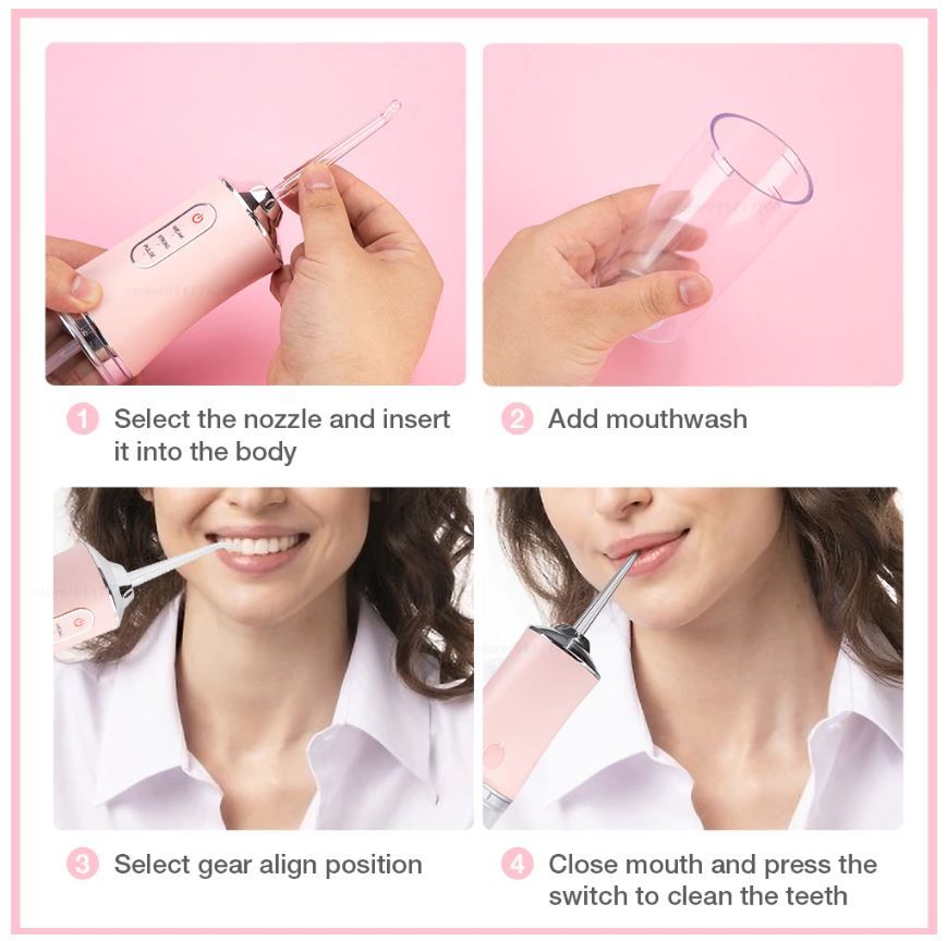 Portable Air Powered Dental Water Flosser – Cordless Oral Irrigator for Teeth & Gum Cleaning | Battery-Free, Travel-Friendly