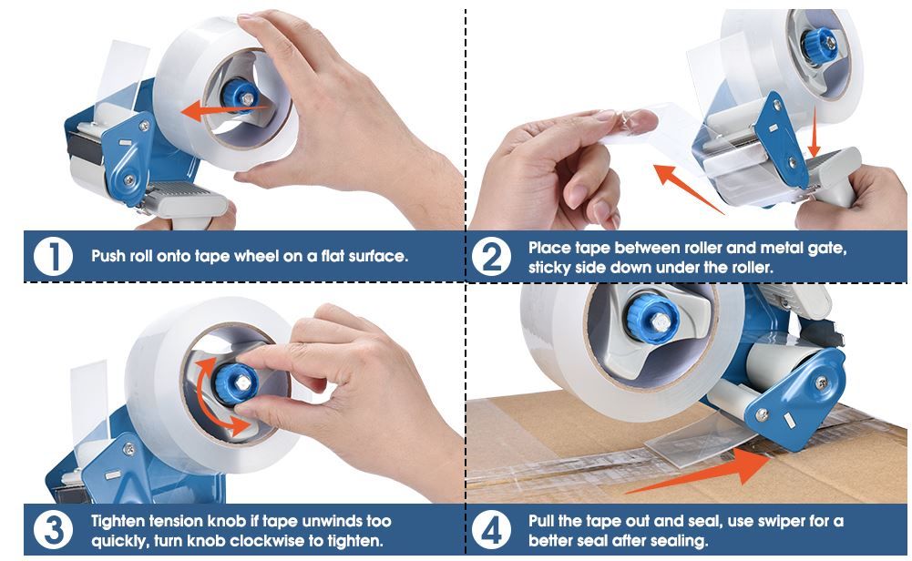 Heavy Duty Packing Tape Dispenser Gun – 2” Box Sealing Packaging Tape Cutter for Shipping, Moving & Warehouse Use