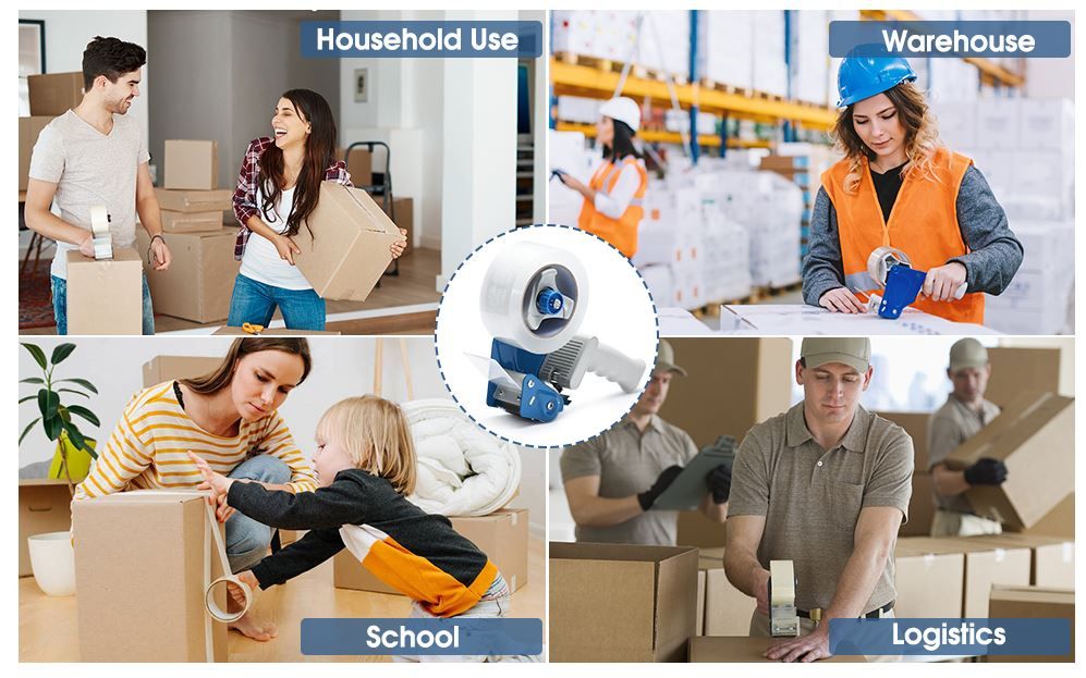 Heavy Duty Packing Tape Dispenser Gun – 2” Box Sealing Packaging Tape Cutter for Shipping, Moving & Warehouse Use