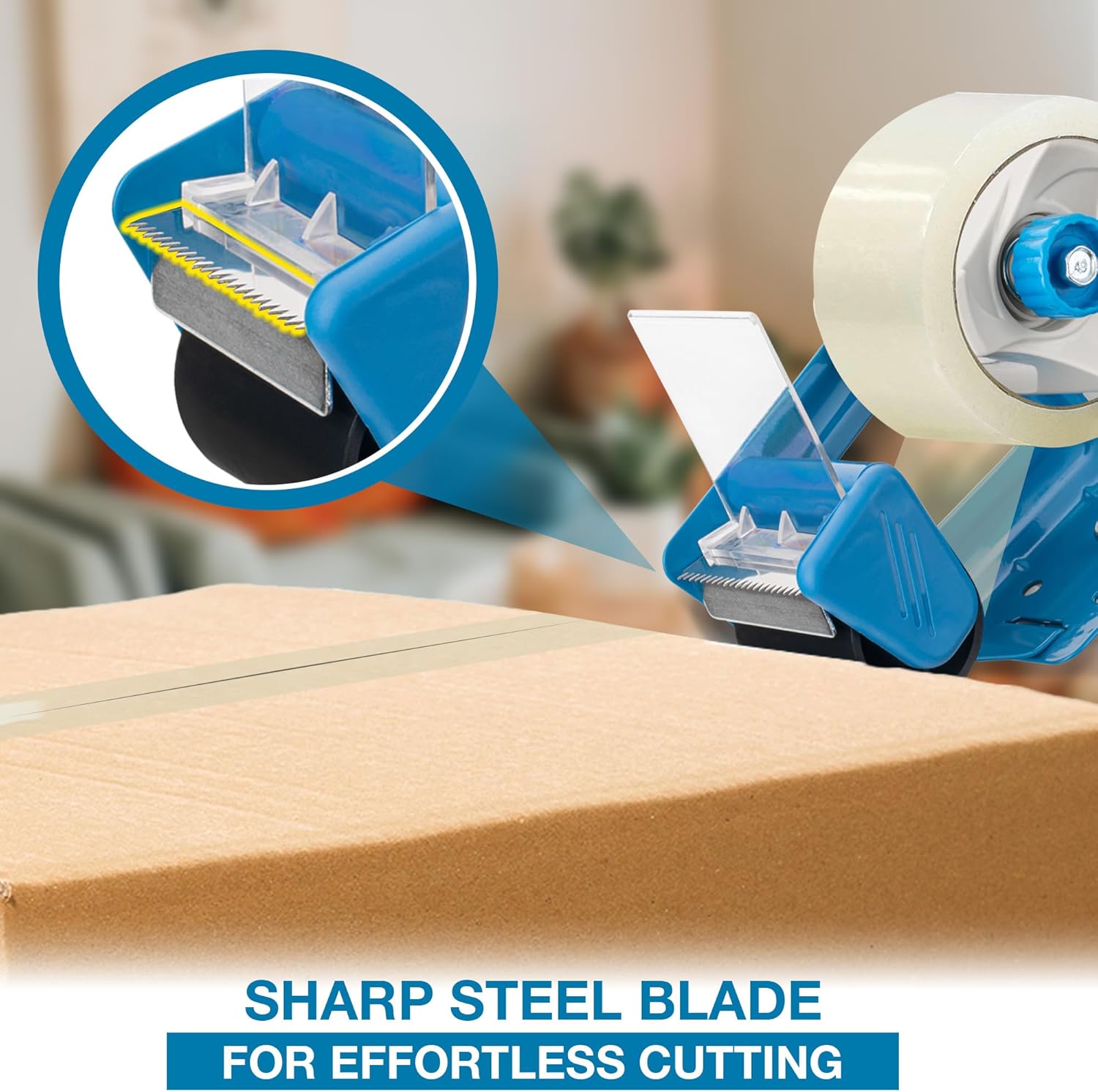 Heavy Duty Packing Tape Dispenser Gun – 2” Box Sealing Packaging Tape Cutter for Shipping, Moving & Warehouse Use