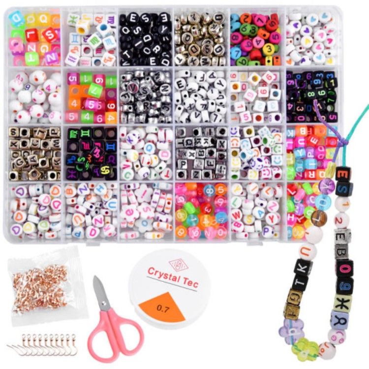 Kids Jewelry Making Bead Kit – 24 Compartment DIY Bracelet & Necklace Craft Set | Preschool Educational Beads Toy for Girls & Boys 3+ Years