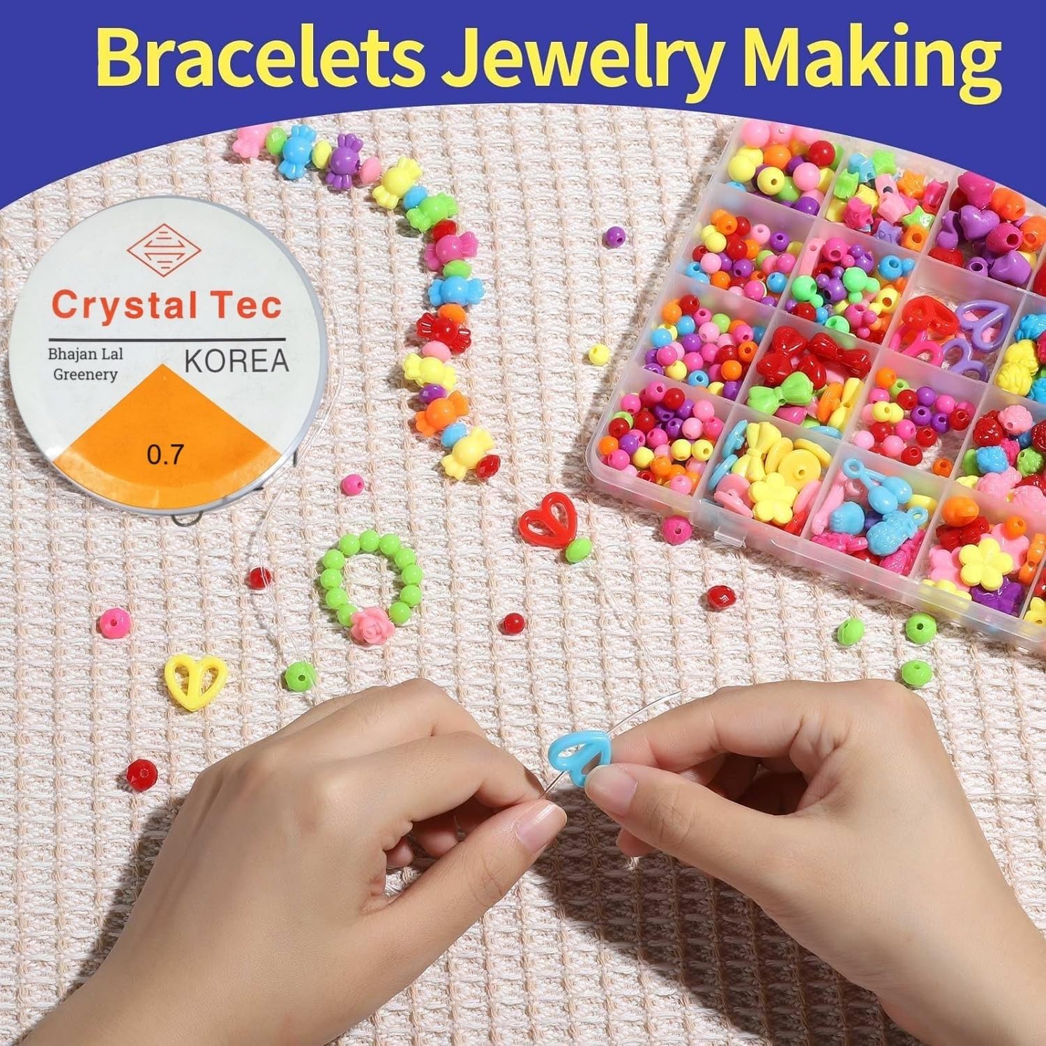 Kids Jewelry Making Bead Kit – 24 Compartment DIY Bracelet & Necklace Craft Set | Preschool Educational Beads Toy for Girls & Boys 3+ Years