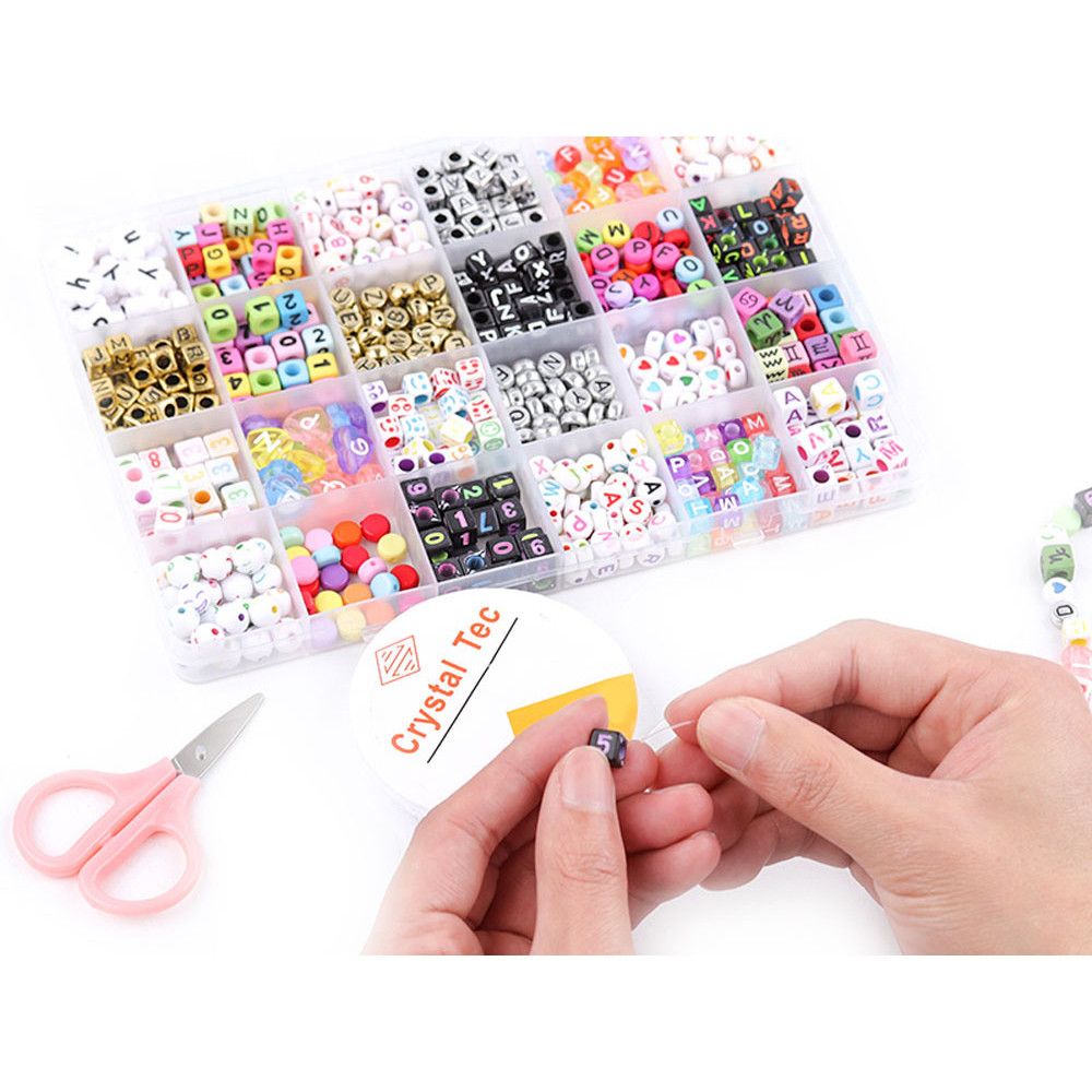 Kids Jewelry Making Bead Kit – 24 Compartment DIY Bracelet & Necklace Craft Set | Preschool Educational Beads Toy for Girls & Boys 3+ Years