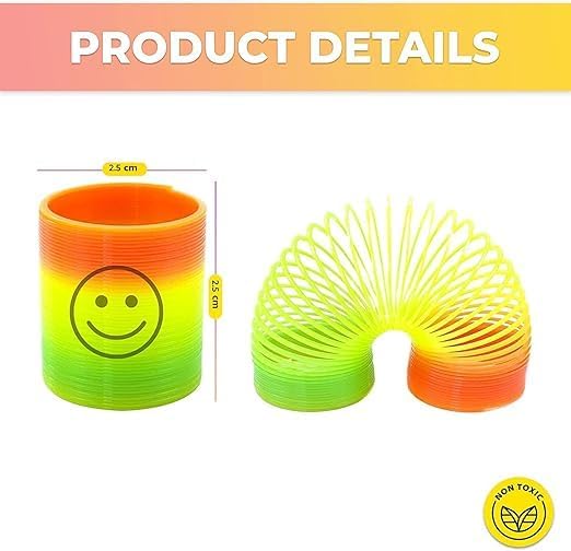 Kids Rainbow Slinky Spring Toy – Magic Plastic Fidget Coil for Children | Party Favors, Stress Relief & Educational Toy