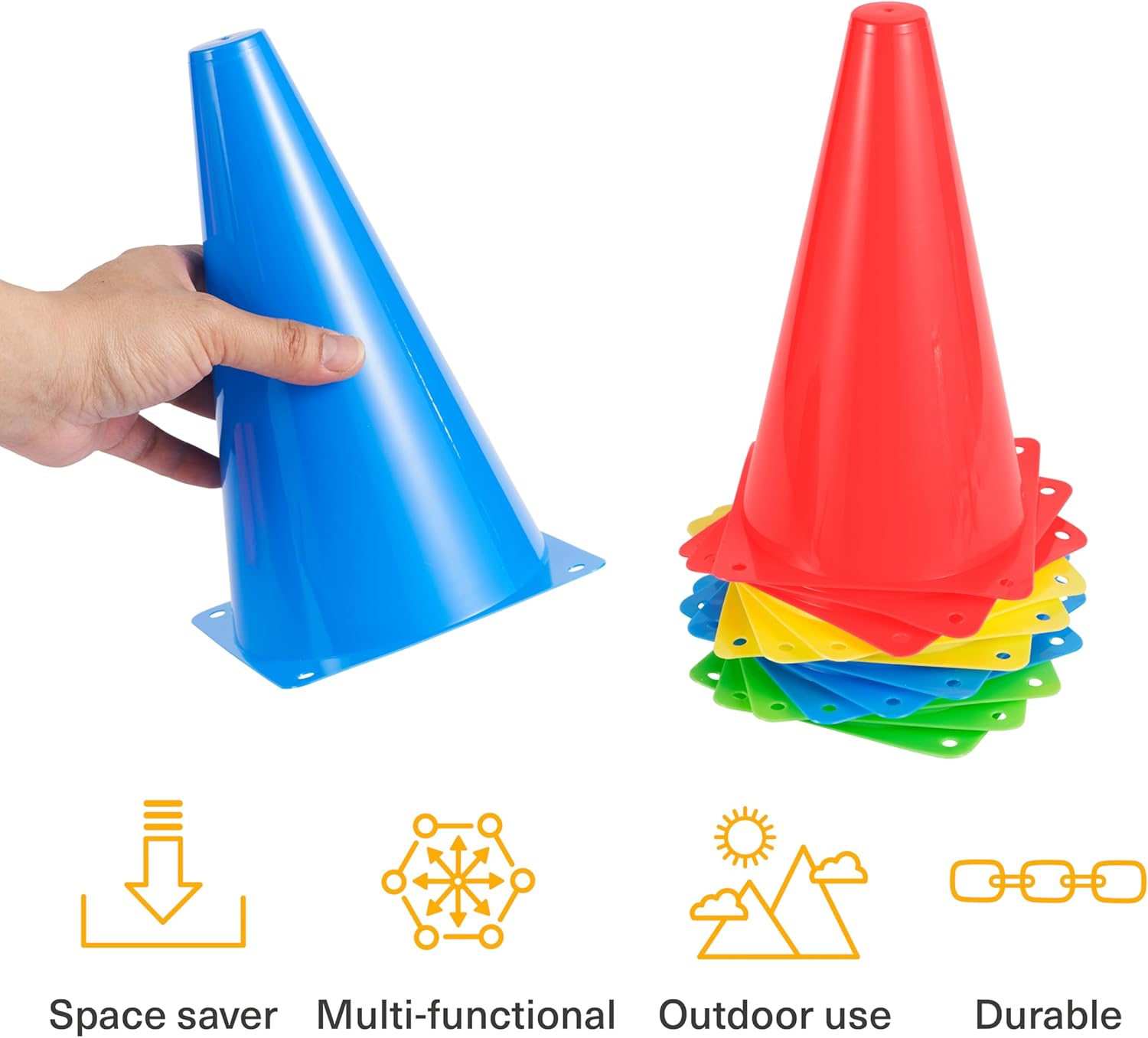 Multipurpose Sports Training Cones – Durable Plastic Marker Cones for Football, Basketball, Cricket & Fitness Drills - 32 cm (12 inch)