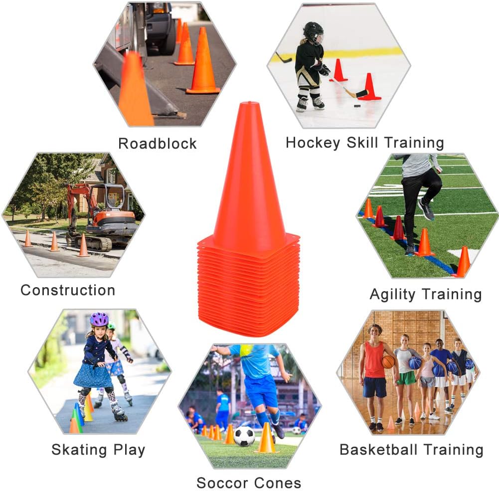 Multipurpose Sports Training Cones – Durable Agility Marker Cones for Football, Soccer, Basketball, Cricket & Fitness Drills | Stackable & High Visibility - 18cm – 7 inch