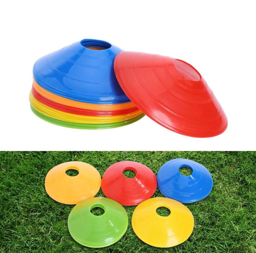 Multipurpose Sports Training Cones – Durable Agility Marker Cones for Football, Soccer, Basketball, Cricket & Fitness Drills | Stackable & High Visibility - Flat Disc – 15cm/6 inch