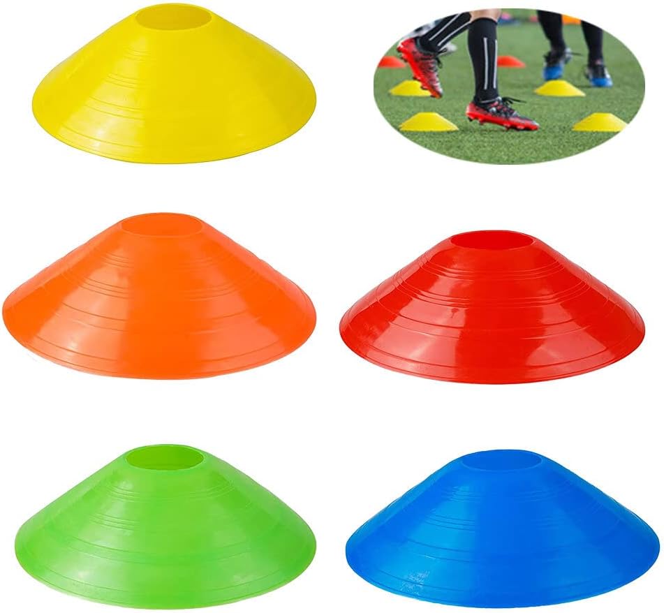 Multipurpose Sports Training Cones – Durable Agility Marker Cones for Football, Soccer, Basketball, Cricket & Fitness Drills | Stackable & High Visibility - Flat Disc – 15cm/6 inch