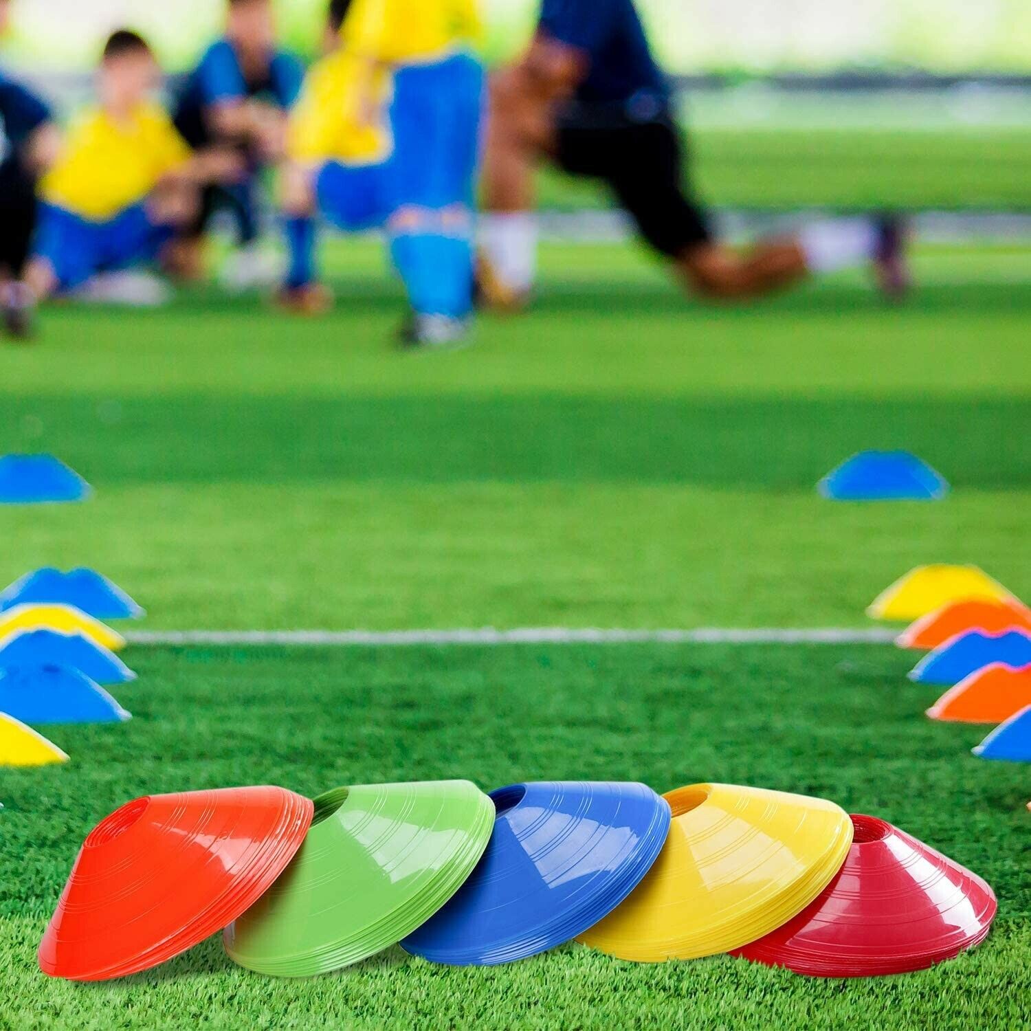 Multipurpose Sports Training Cones – Durable Agility Marker Cones for Football, Soccer, Basketball, Cricket & Fitness Drills | Stackable & High Visibility - Flat Disc – 15cm/6 inch