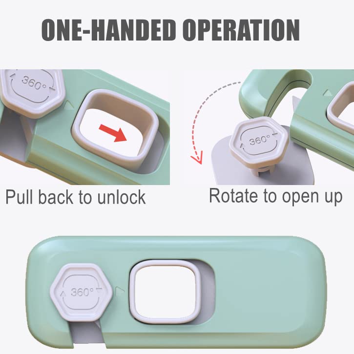 Self-Adhesive Child Proof Safety Locks for Cabinets, Drawers & Refrigerators – Baby Proofing Latches - Durable ABS No-Drill Locks for Kids & Toddlers