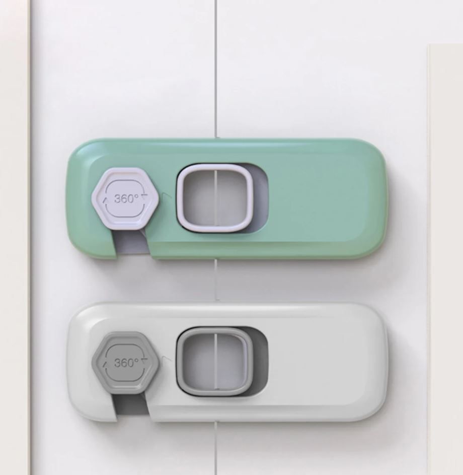 Self-Adhesive Child Proof Safety Locks for Cabinets, Drawers & Refrigerators – Baby Proofing Latches - Durable ABS No-Drill Locks for Kids & Toddlers