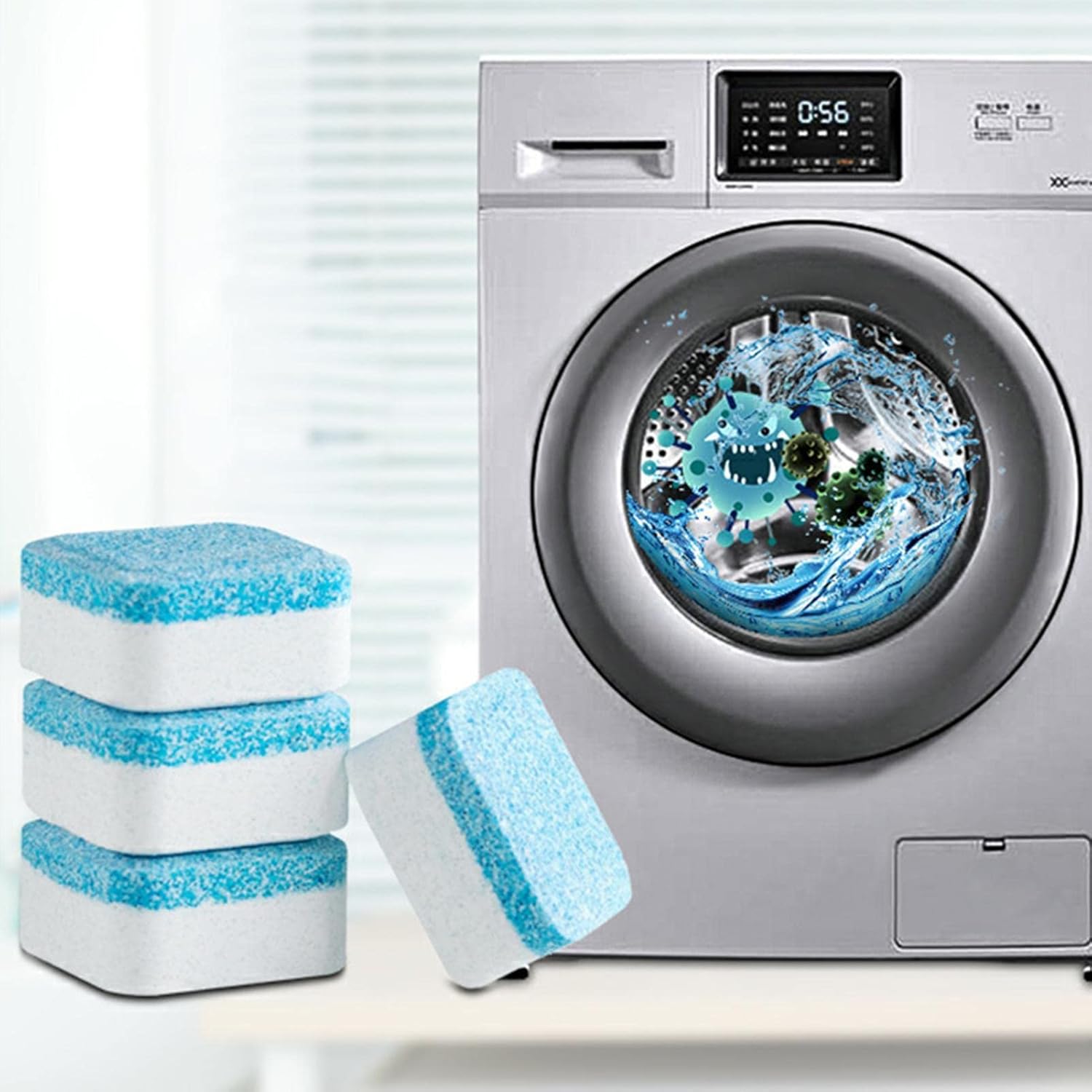 Washing Machine Deep Cleaner Tablets – 12 Pack Drum Cleaning Tablets for Front Load & Top Load Washers | Odor Remover & Limescale Remover