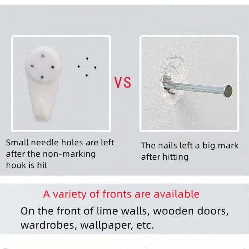 Heavy Duty Concrete Wall Hooks – No Drill Picture Hanging Hooks with Steel Nails | Plastic Wall Hangers for Frames, Mirrors & Clocks (Pack of 10)