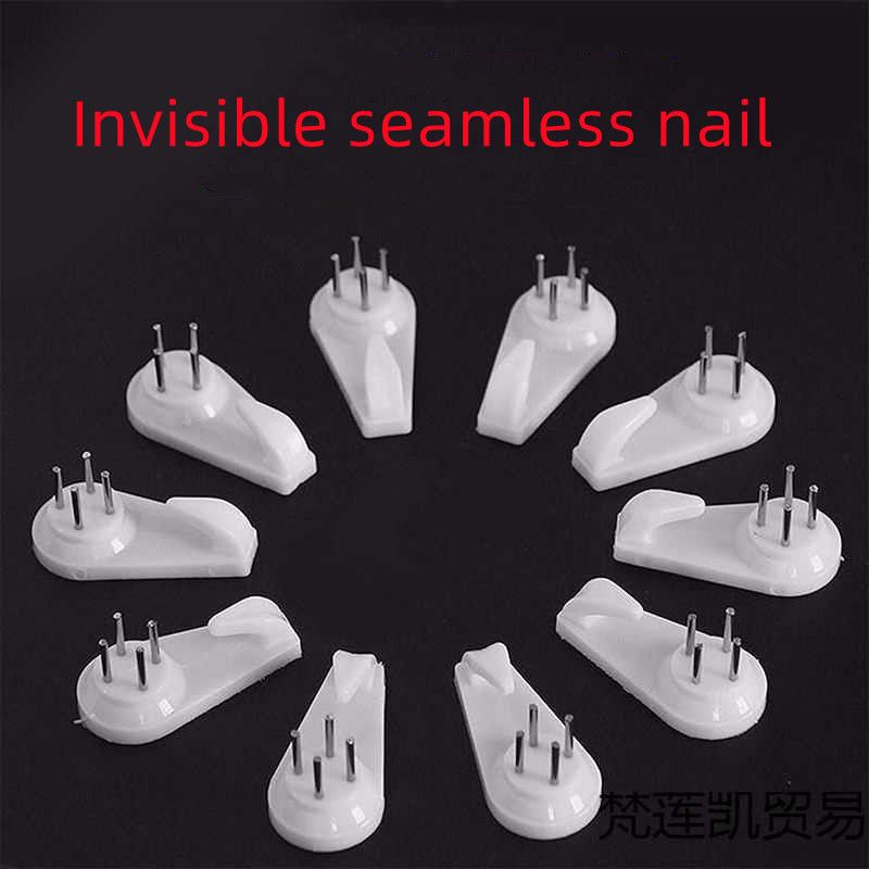 Heavy Duty Concrete Wall Hooks – No Drill Picture Hanging Hooks with Steel Nails | Plastic Wall Hangers for Frames, Mirrors & Clocks (Pack of 10)