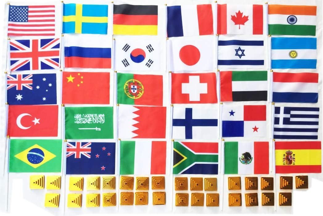 Mini National Desk Flags with Stand – Handheld World Country Flag Table Display for Office, School & Patriotic Events