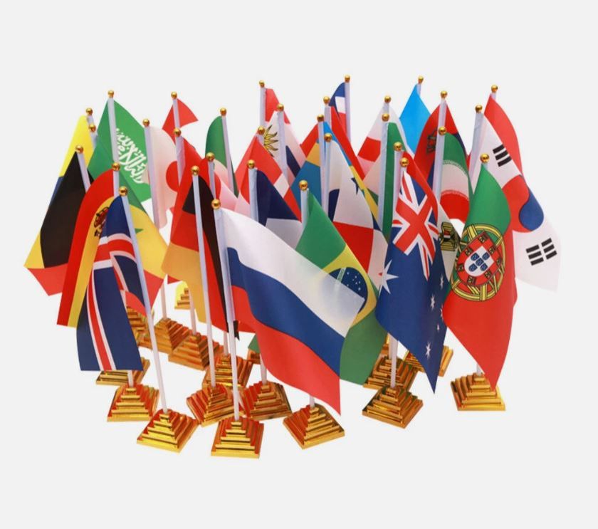 Mini National Desk Flags with Stand – Handheld World Country Flag Table Display for Office, School & Patriotic Events