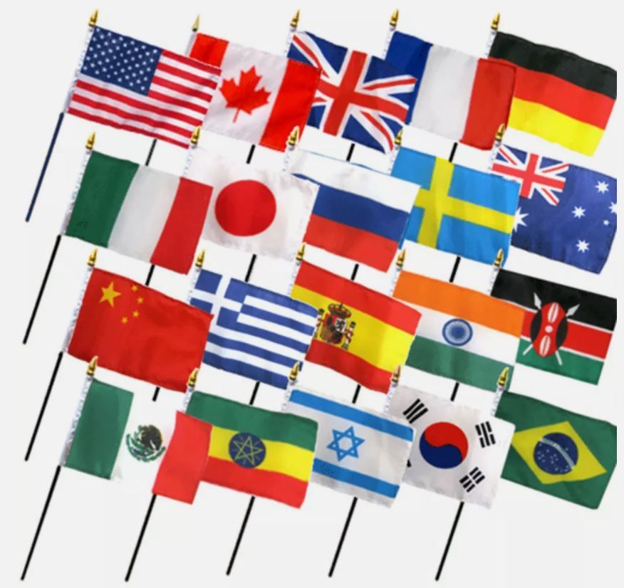 Mini National Desk Flags with Stand – Handheld World Country Flag Table Display for Office, School & Patriotic Events
