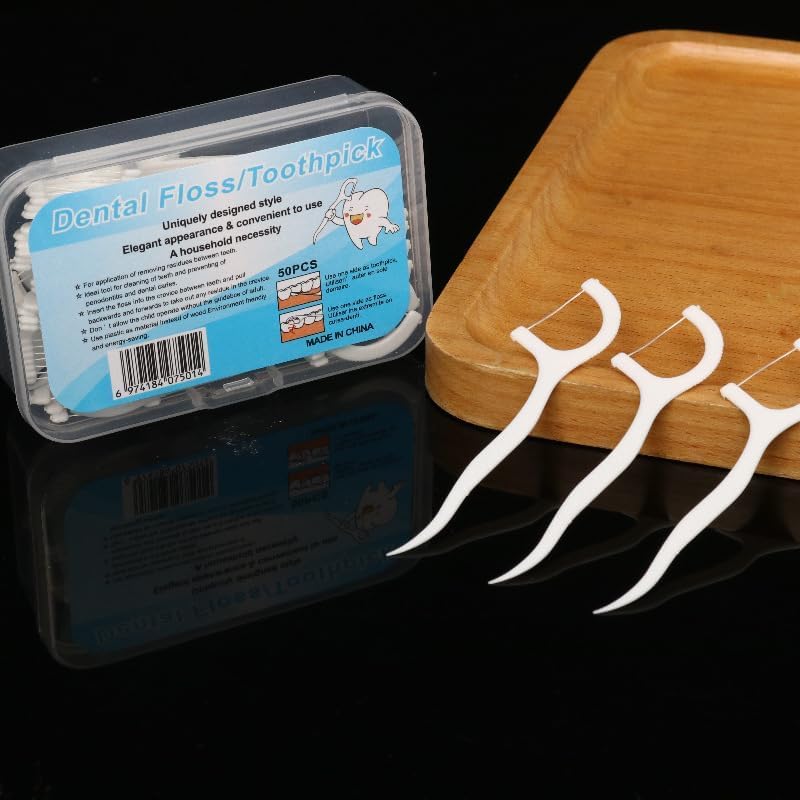 Dental Floss Picks Toothpicks – 2-in-1 Disposable Teeth Cleaning Floss Sticks for Oral Hygiene (50 PCS Pack)