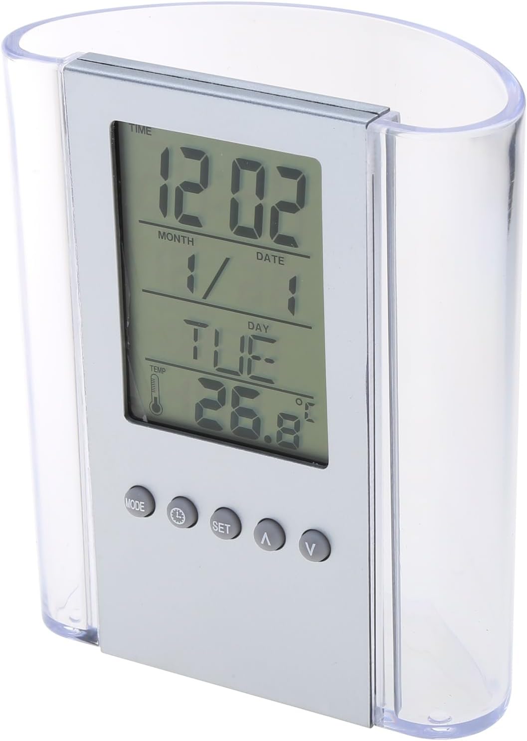 Multifunction LCD Digital Alarm Clock with Pen Holder Organizer, Calendar, Thermometer & Desk Storage – Office & Home Stationery Holder