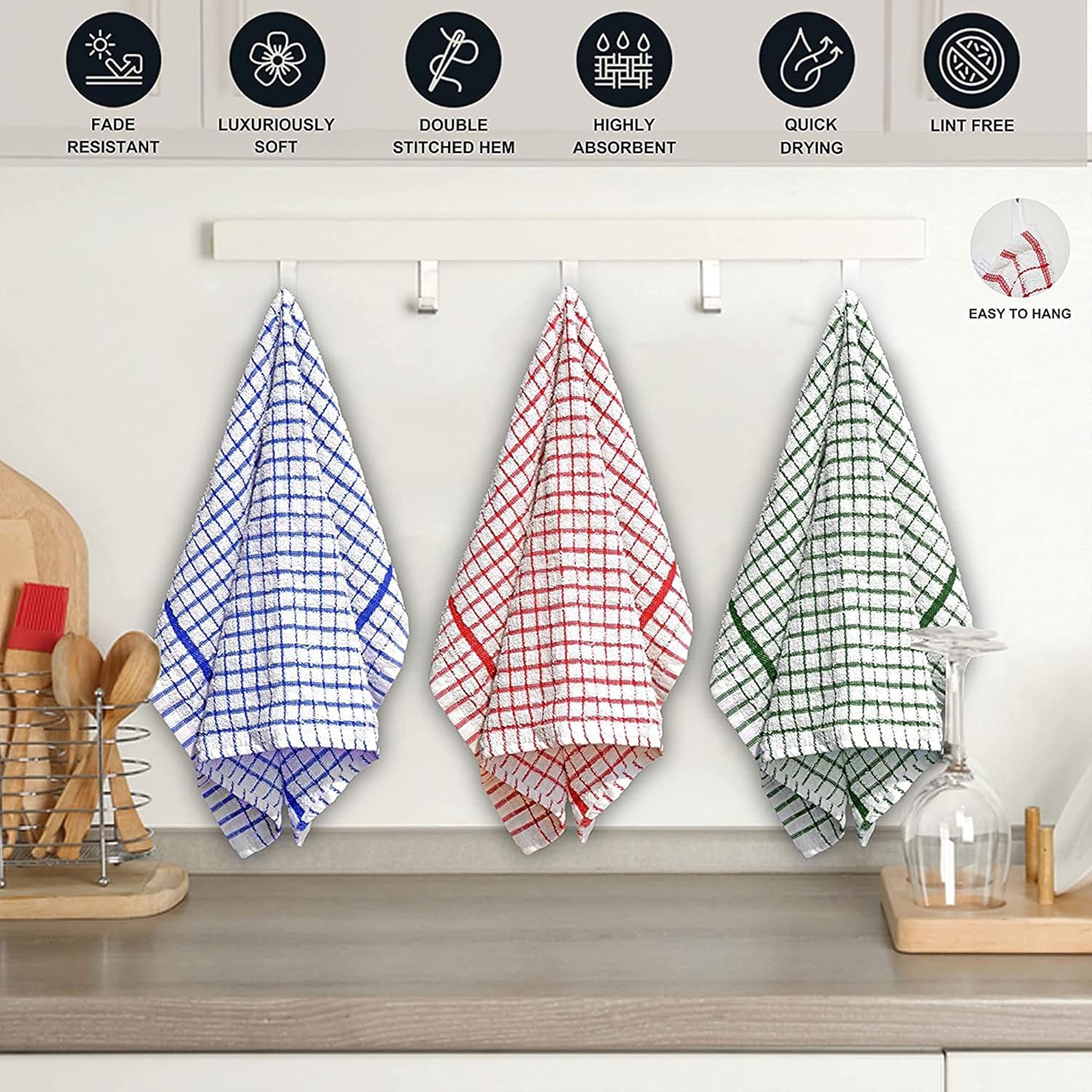 Multipurpose Cotton Kitchen Dish Cloth Towels – Super Absorbent, Lint-Free, Reusable Cleaning & Drying Towels