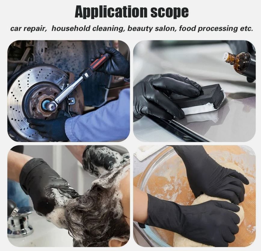 Multipurpose Disposable Nitrile Gloves 100PCS – Powder & Latex Free, Food Grade, Waterproof, Heavy Duty Protective Gloves for Cleaning, Food Handling & Industrial Use