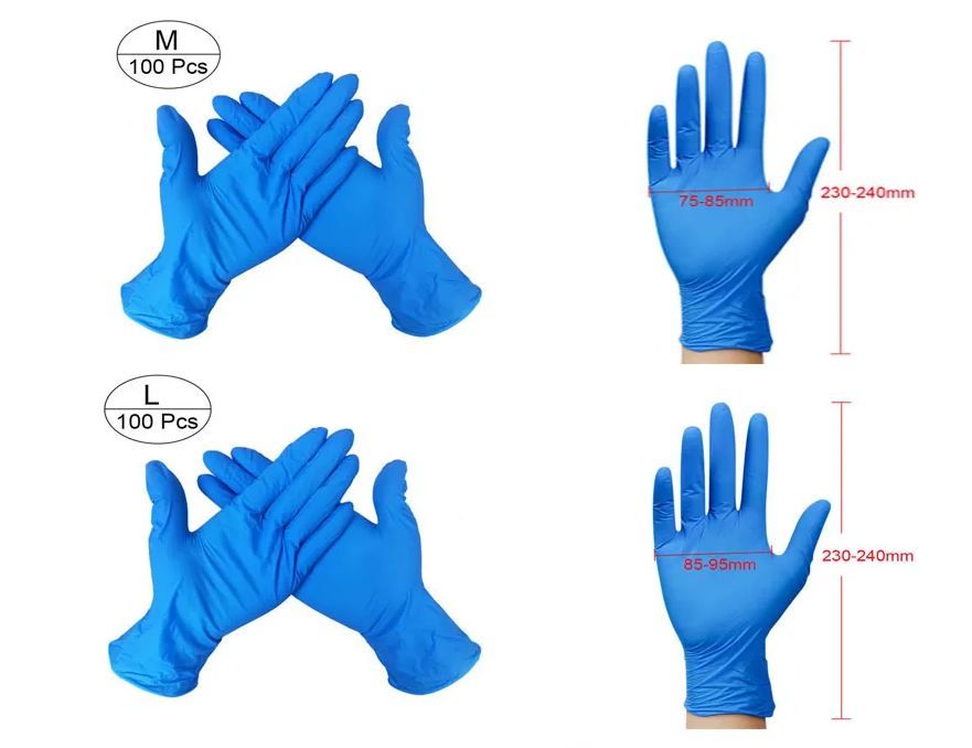 Multipurpose Disposable Nitrile Gloves 100PCS – Powder & Latex Free, Food Grade, Waterproof, Heavy Duty Protective Gloves for Cleaning, Food Handling & Industrial Use
