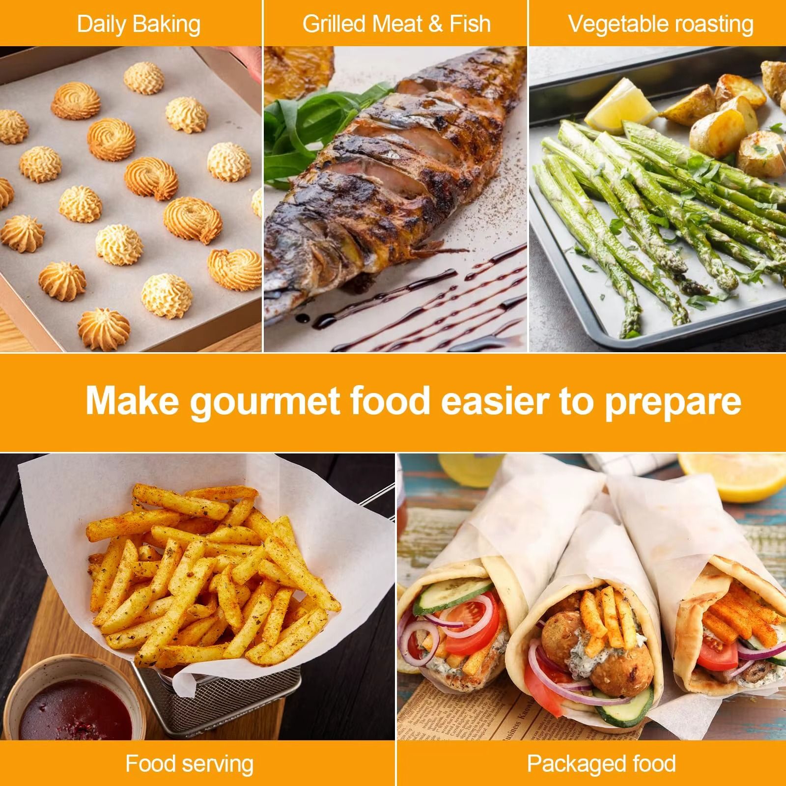 Food-Grade, Non-Stick, Greaseproof Baking & Wrapping Paper for Oven, Air Fryer & Cooking Use. Parchment Paper- White Sheets – 30 x 20 INCH / 76 x 51 CM