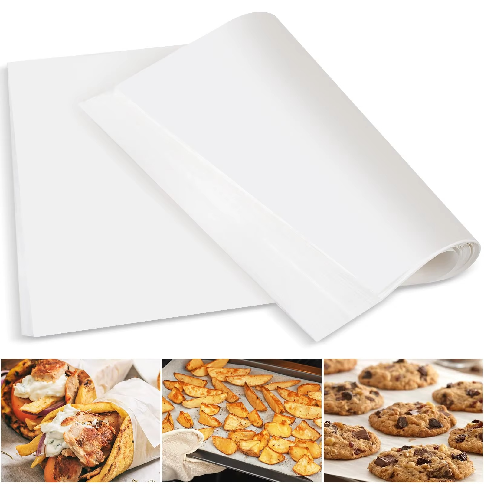 Food-Grade, Non-Stick, Greaseproof Baking & Wrapping Paper for Oven, Air Fryer & Cooking Use. Parchment Paper- White Sheets – 30 x 20 INCH / 76 x 51 CM