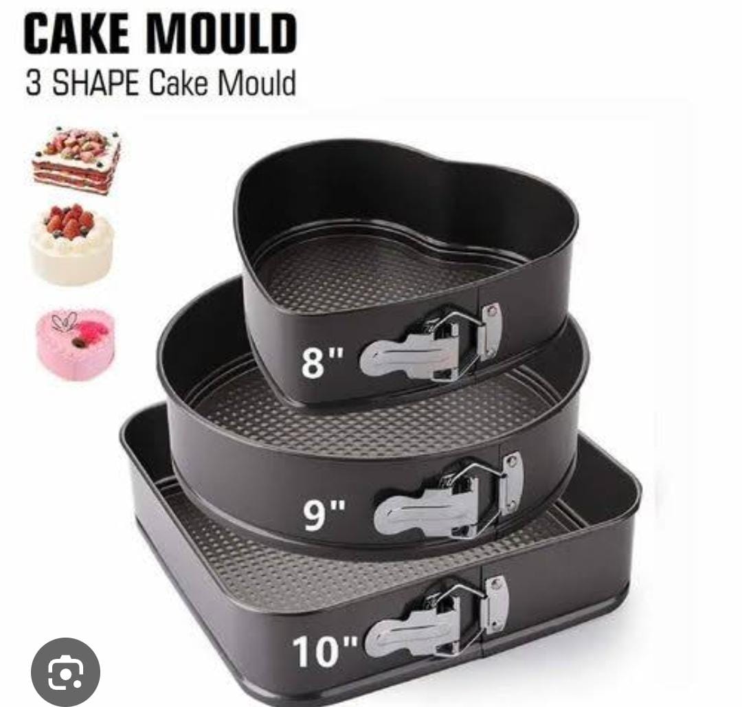 3 shapes Baking Tins set with removable bottom |Nonstick Mixed Shape Baking Tins 🍰 | Heart, Square & Round Cake Pans | High Quality Bakeware | Oven Safe Cake Moulds