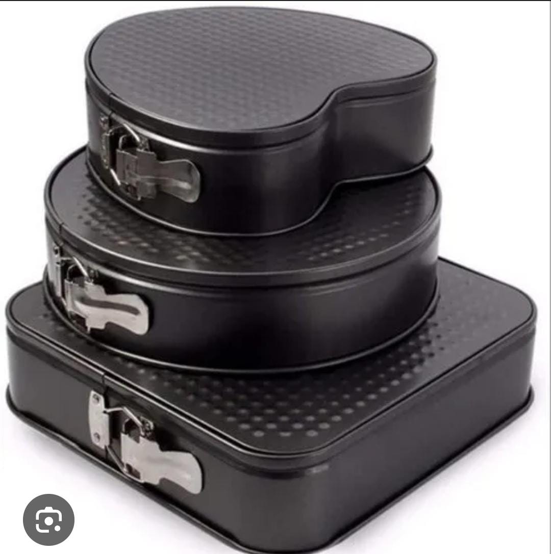 3 shapes Baking Tins set with removable bottom |Nonstick Mixed Shape Baking Tins 🍰 | Heart, Square & Round Cake Pans | High Quality Bakeware | Oven Safe Cake Moulds