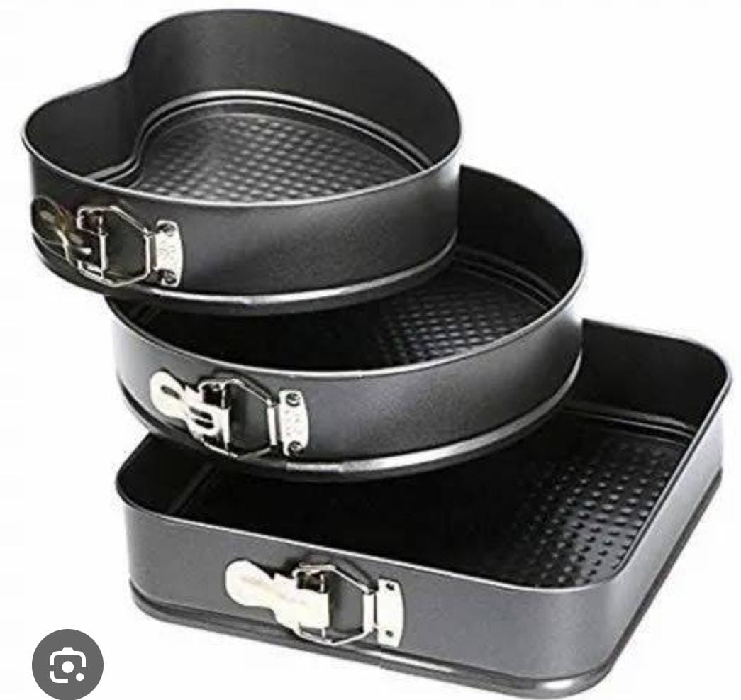 3 shapes Baking Tins set with removable bottom |Nonstick Mixed Shape Baking Tins 🍰 | Heart, Square & Round Cake Pans | High Quality Bakeware | Oven Safe Cake Moulds