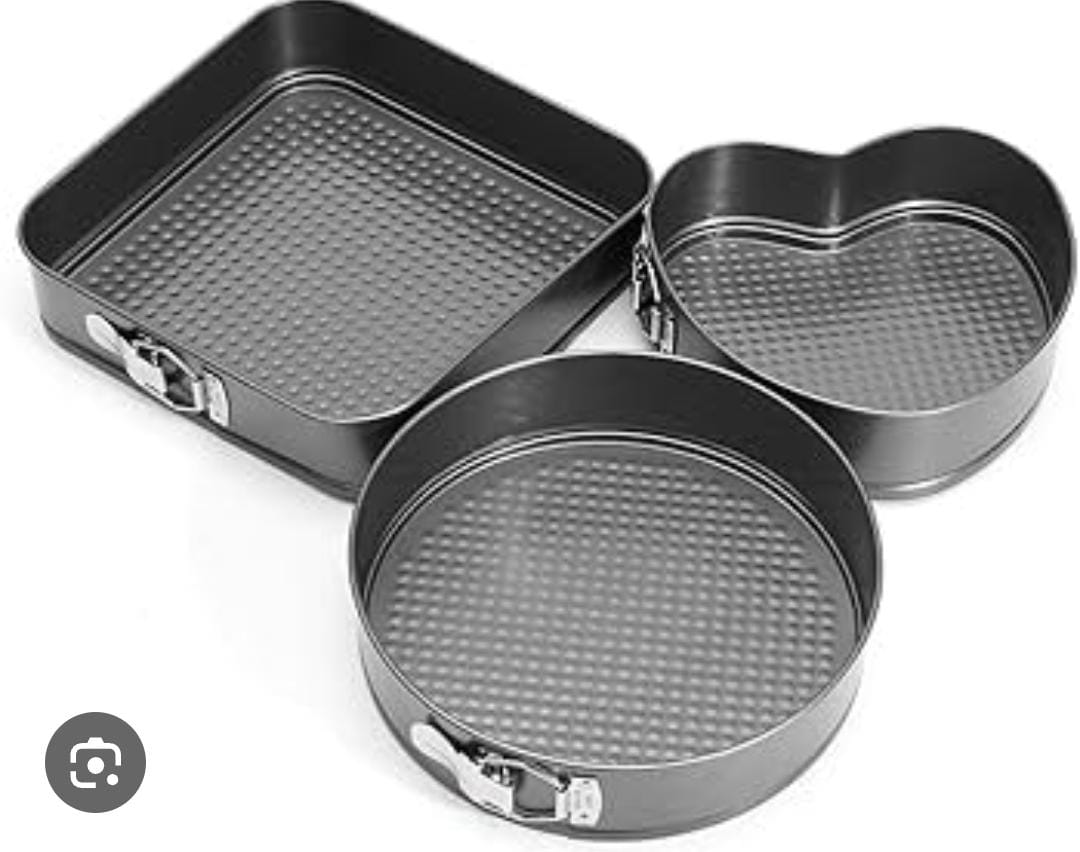 3 shapes Baking Tins set with removable bottom |Nonstick Mixed Shape Baking Tins 🍰 | Heart, Square & Round Cake Pans | High Quality Bakeware | Oven Safe Cake Moulds