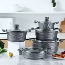 Lucky Rain 10-Piece Nonstick Granite Cookware Set 🍳✨ | Premium Sufuria Set | Durable, Easy-Clean Pots & Pans | 3 Colour Options